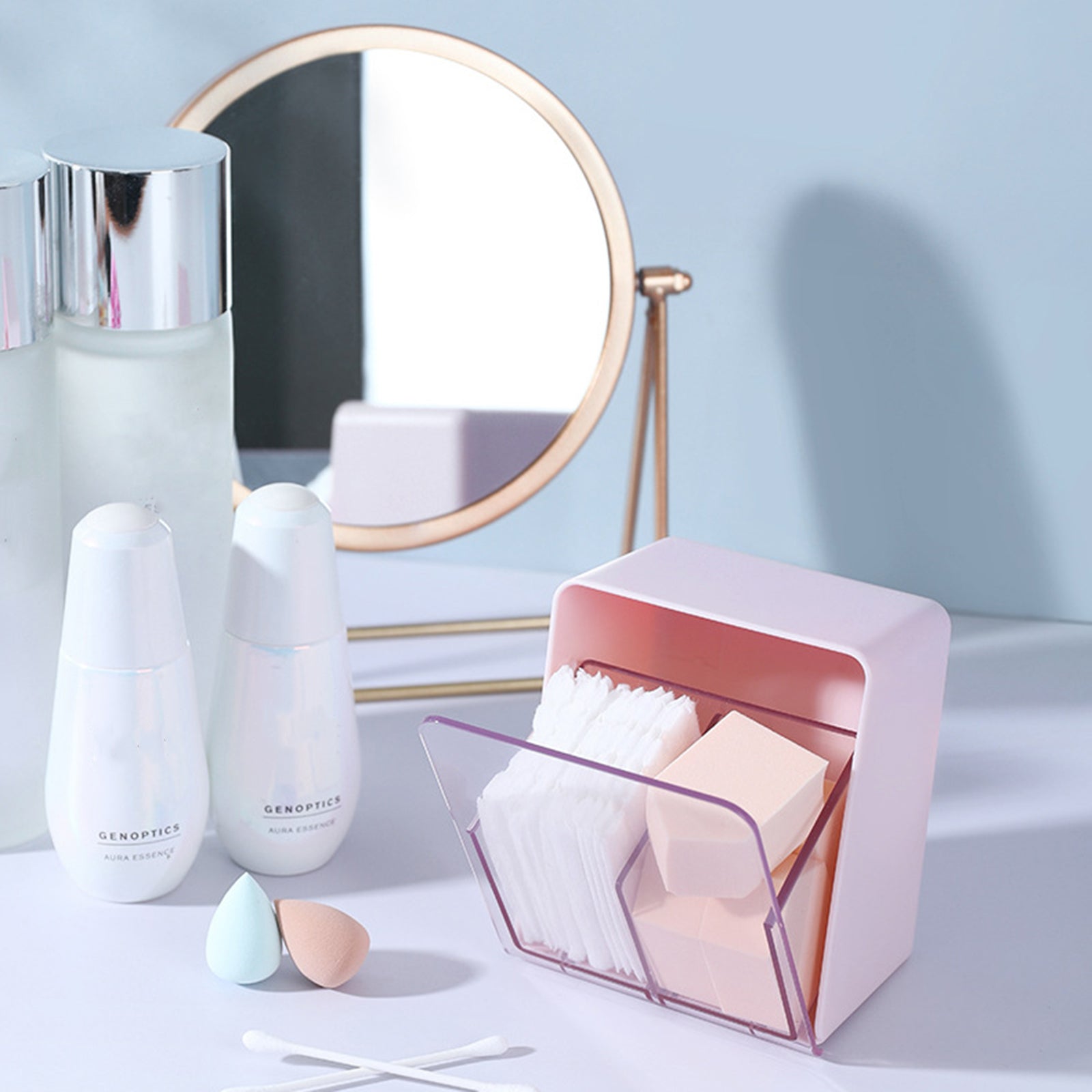 ZY-HZ006 Clear Design ABS Dust-proof Cotton Swab Beauty Sponge Storage Box ZY-HZ006 Clear Design ABS Dust-proof Cotton Swab Beauty Sponge Storage Box